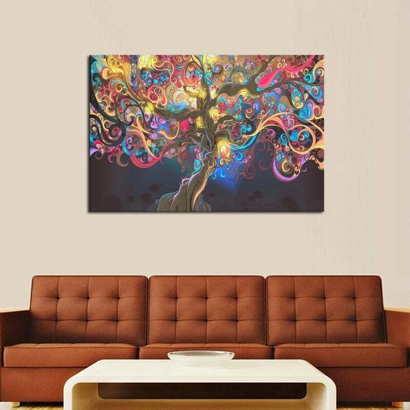 Multi Panel Print Tree Of Life Canvas 5 Piece Wall Art Autumn Leaves Watercolor - Image 4 of 4