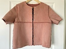 Shrimps Women’s Reversible Sheepskin Lamb Skin Jacket Pink Size S