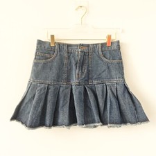 90s Vintage Abercrombie Fitch Skirt Small Blue Denim Micro Pleated Mini Y2K