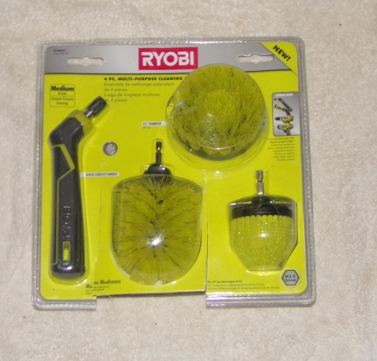 RYOBI Medium Bristle Brush Multi-Purpose Cleaning Kit (2-Piece