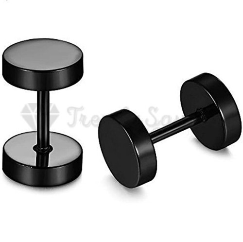 Hypoallergenic 3-12MM Round Black Barbell Cartilage Flat Disc Ear Studs Earrings - Picture 56 of 93