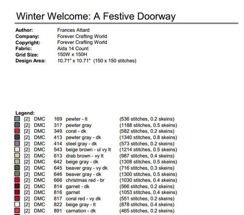 Winter Welcome: A Festive Doorway! Cross Stitch Paper Printed Pattern Christmas! - Picture 7 of 12