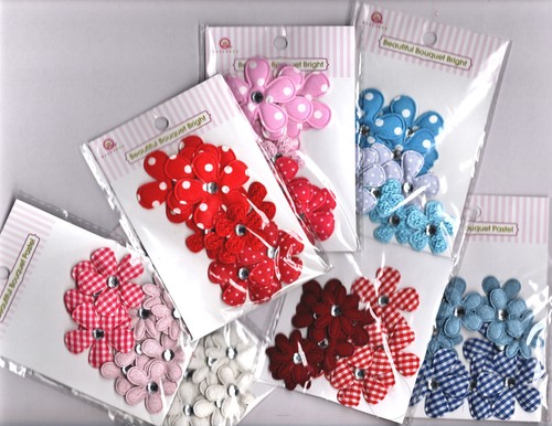 Queen & Co BEAUTIFUL BOUQUET (12) FABRIC FLOWERS scrapbooking card making