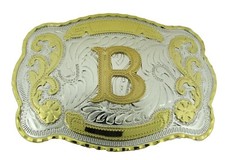 Initial B Letter b Belt Buckle New Men Cowboy Western Really Rodeo Gold Metal