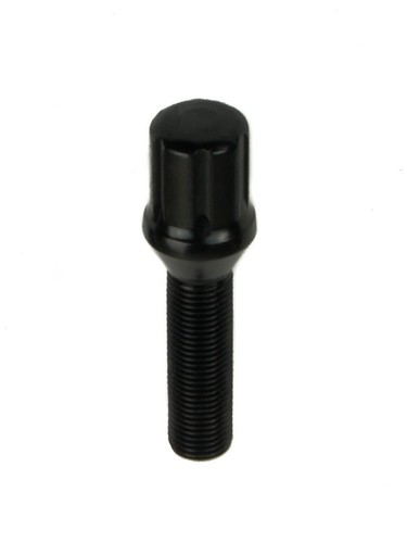 20 Black 14x1.5 Spline Cone Seat Lug Bolts 40mm/1.55" +Key Fit Volkswagen Volvo - Picture 2 of 4