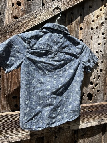 Boy's Toughskin Short Sleeve Chambray Shirt Bicycle 100% Cotton - Size 5/6 - Picture 4 of 4