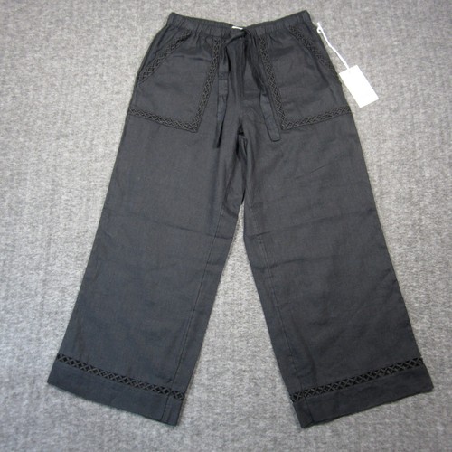 Joie Linen Pants Womens S Black Wide Leg Cruise Minimalist Beach Cruise Boho NEW