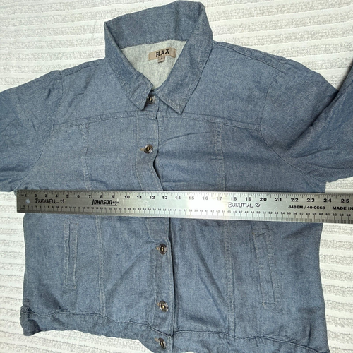 Flax Women Button Front Shirt Linen Cotton Long Sleeve Top Blue Large Casual New - Picture 6 of 9