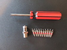 1-BRASS WATER FIRE EXTINGUISHER REPLACEMENT AIR SCHRADER VALVE + 10 cores + tool