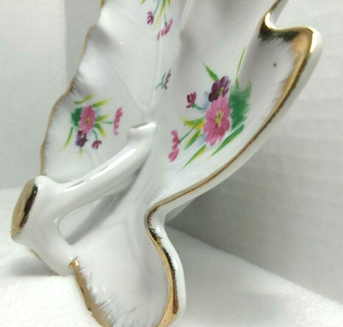 Vintage Nappy Dish W Handle Lemon Server Leaf Plate Ceramic Candy Trinket Floral - Picture 5 of 12