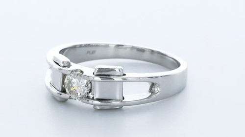Anillo para hombre de oro blanco con diamantes certificados naturales corte redondo I VS2 0,45 quilates I VS2 - Vídeo 1 de 1