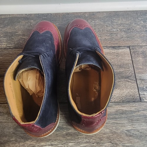 35% OffEmporio Armani Men Boots Blue & Brown Suede Colorblock Spectator SZ 7.5 - Picture 7 of 15