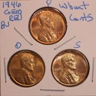 1946 P D S LINCOLN WHEAT CENT PENNY 1C GEM RED BU SET (3 COINS) 46527