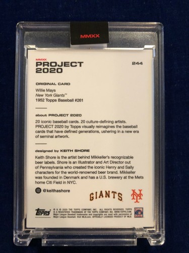 Topps Project 2020 Willie Mays by Keith Shore #244 w/ Box - PR 2440 Project70 - Picture 3 of 5
