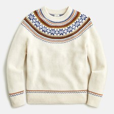 NWT J Crew 100 Lambs Wool Yoked Nordic Fair Isle Cream Sweater Various Sizes 