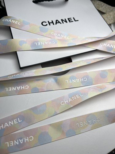 Chanel Oriol & Fontanel Ribbon Baby Pink/Blue/Yellow+White Logo SOLD BY YARD - Picture 5 of 15