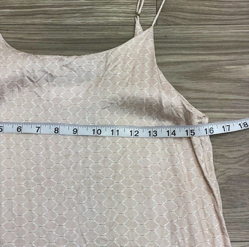 Asceno Milos 100% Silk Tan Geometric Stripe Print Swing Tank Top sz S Camisole - Picture 5 of 8