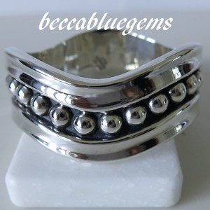 Bracelet-OLDOLD-TAXCO-TA-90-BEAD-BALL-WAVE-Hinged-Bangle-Vtg-925-STERLING-SILVER
