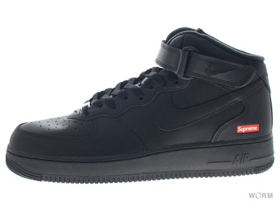 Size 9.5 - Nike Supreme x Air Force 1 Mid Box Logo - Triple Black 