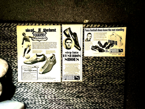 3 x Football Related Ads Eusebio, Pele Best (USA only Shipping) See Photos
