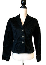 Kenzie Embossed Print Pleated Front Jacket, New, Black, Lined, Size 4