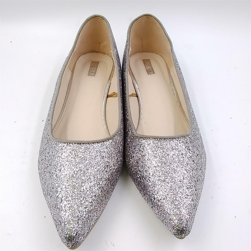 Forever 21 Womens Silver Glitter Dressy Slip On Pointed Toe