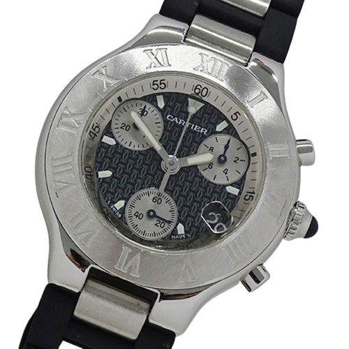 CARTIER W10125U2 CHRONOSCAPH Quartz date Wristwatch Tested Fast Shipping - Picture 8 of 8