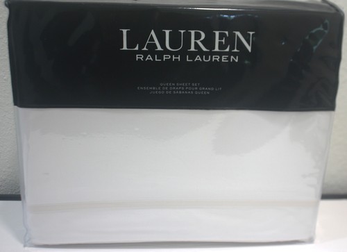 Juego de sábanas Ralph Lauren Spencer borde satén reina 4 piezas crema y blanco precio de venta sugerido por el fabricante 170 USD - Imagen 2 de 4