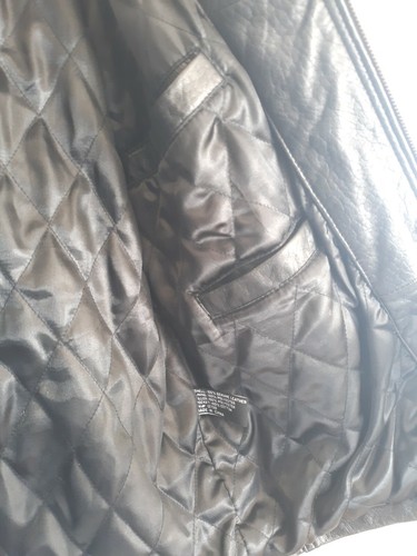 Ladies Leather Biker Jacket by Charles Klein Sz S Black Quilted Lining Pre-owned - Picture 6 of 8
