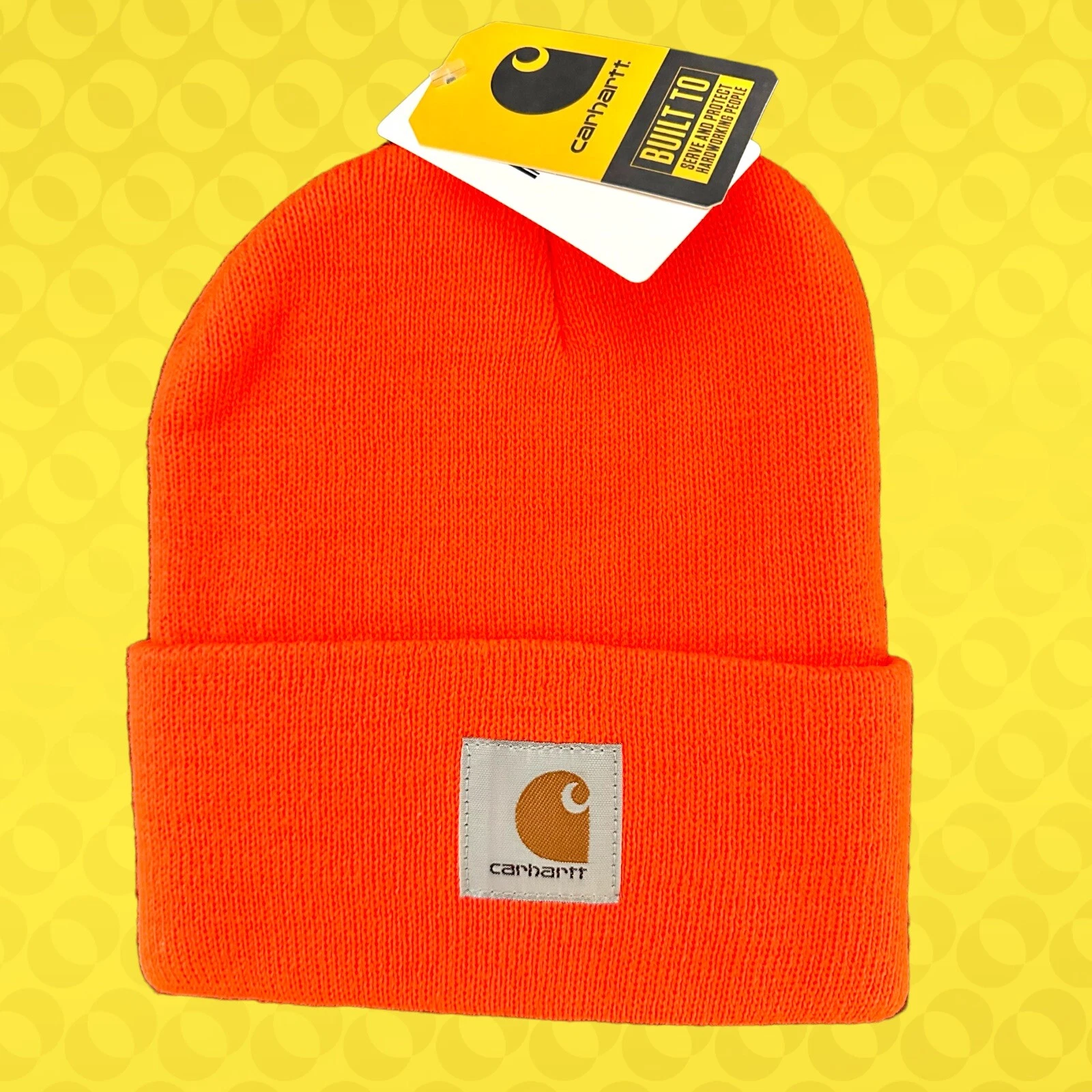 Carhartt Knit Cuffed Beanie Winter Hat A18 BRITE ORANGE Workwear Lifestyle New