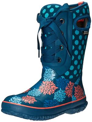 Bogs Girls Blue Insulated Warm Waterproof Wellies Boot UK 12 Casey Pompoms  71992 UK