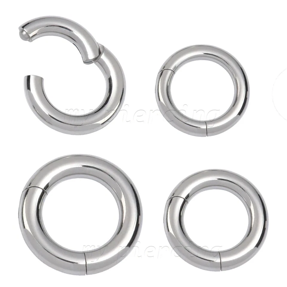 2pcs. 20g-8g Surgical Steel Hinged Seamless Segment Ring Nose Ear Septum Clicker - Image 2 of 4