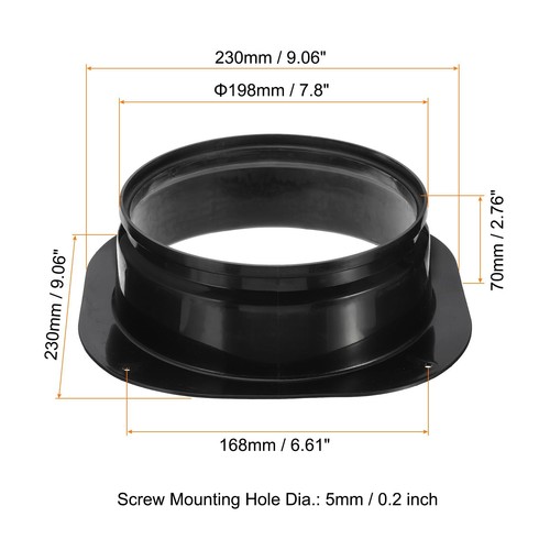 8" Duct Connector Flange Dryer Vent Wall Plate Square to Round Straight with ... - Picture 2 of 5