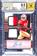 2020 PANINI OBSIDIAN BRANDON AIYUK RC JERSEY PATCH AUTO /10 BGS 9.5 COLOR MATCH
