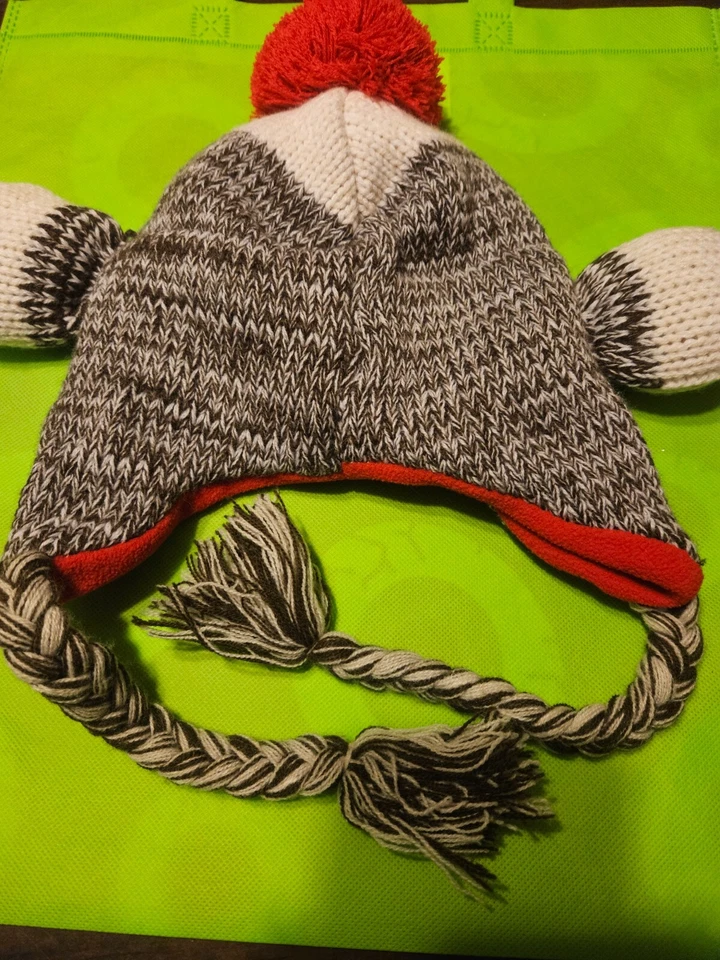 Винтажный вид Beanie носок обезьяны глаза бутик крышка детей зимние OSFA галстуки EUC B3☆ - Изображение 2 из 3