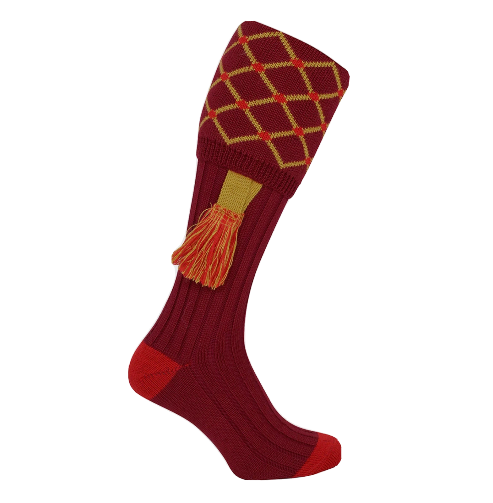Jack Pyke Shooting Socks Diamond Harlequin  Wool Hunting Mens Burgundy 8-11 Mens