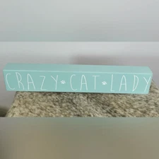 "Crazy Cat Lady" Quill To Paper by Sixtrees Blue Decor Sign