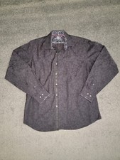 Bugatchi Uomo Dress Shirt Mens Large Black Grey Pocket Flip Cuff Modern