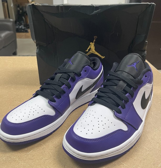 Jordan 1 Low Black/Court Purple/White 