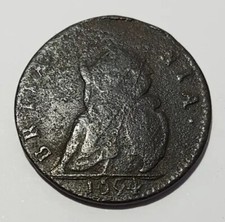 1694 William and Mary Britannia Farthing 1/4d coin