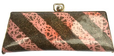 VTG Eyeglasses Case With Pink and Sparkle Clear Vinyl-Gold Color Trim-Hinged