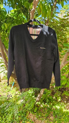 Paul Smith, USED Vintage Paul Smith Black Sweater Pullover Rainbow Logo Classic Basic Winter
