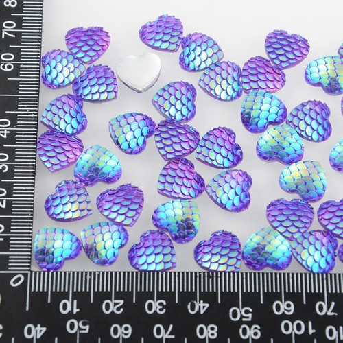 Cuentas de resina en forma de corazón escala de pescado cuentas de espalda plana apliques decoración de boda 30 piezas - Imagen 2 de 5