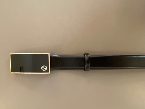VINTAGE GUCCI BELT Black Rectangular Buckle Sz 90/36 181475.479610 Made in Italy - Picture 8 of 24