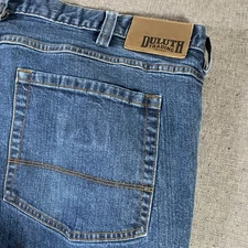 Duluth Trading Co Flex Weekender Jeans Mens 40x32 Trim Fit Blue Cotton Stretch