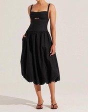 Astr Jevi Sleeveless Bubble Midi Dress Black