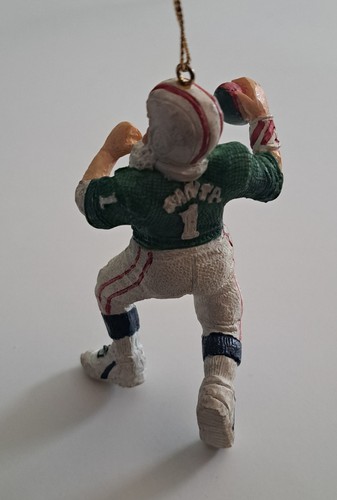 Football Playing Santa Claus Christmas Tree Ornament 4" Vintage! - Picture 5 of 6