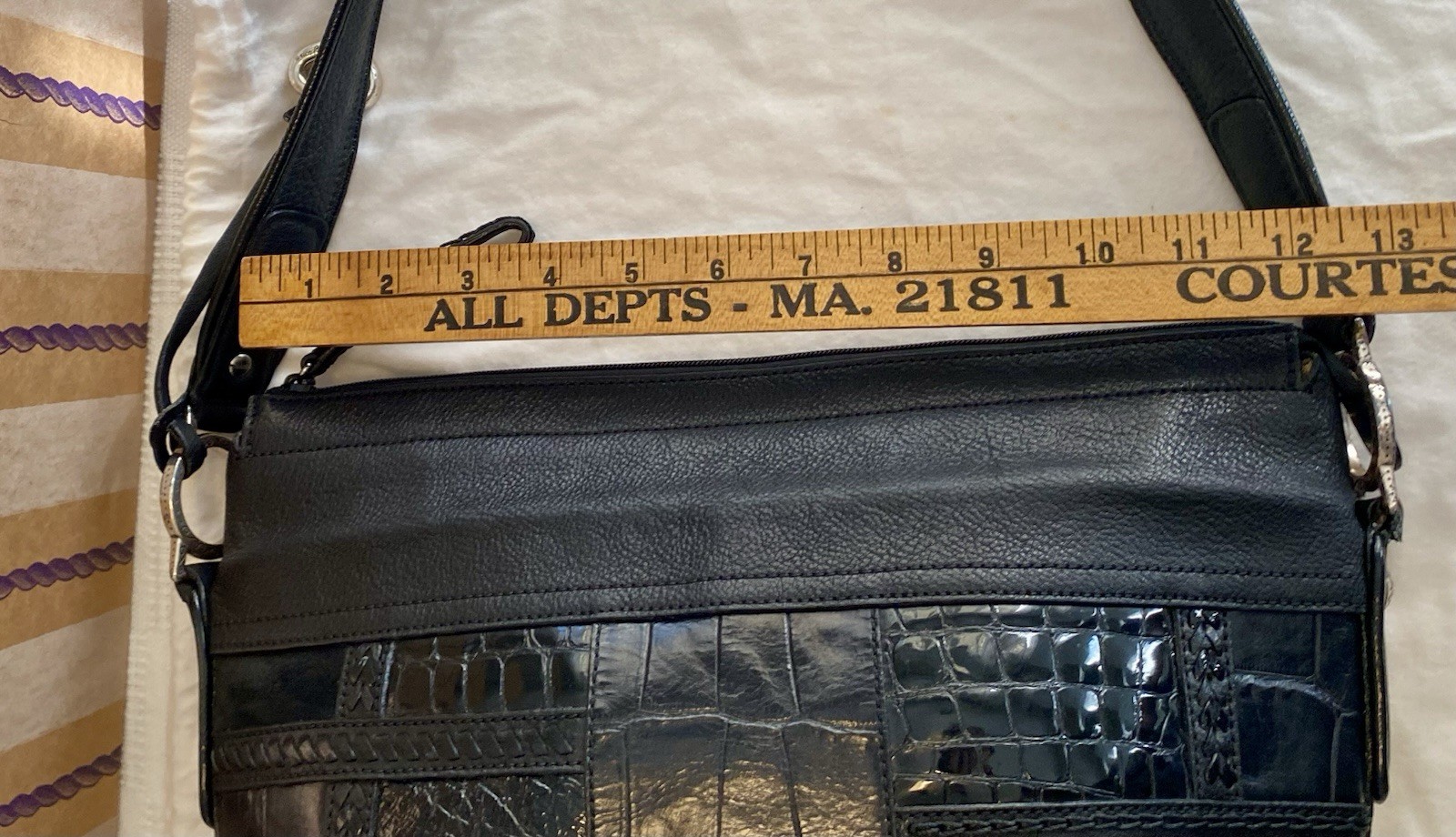 Croc Embossed Leather & Suede Patchwork Brighton … - image 20