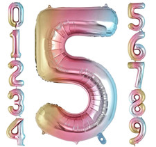 Rainbow Gradient Number 5 Balloon   40" Jumbo Foil Helium Birthday Party D cor