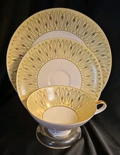 Vtg Alka Kunst Bavaria Porcelain Tea Trio Cup, Saucer, Dessert Plate, W. Germany